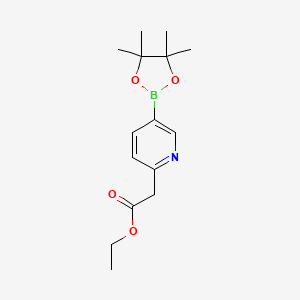 Ethyl 2-(5-(4,4,5,5-tetramethyl-1,3,2-dioxaborolan-2-yl)pyridin-2-yl)acetate chemical structure (CAS 1639958-04-5)