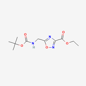 Ethyl 5-(((tert-butoxycarbonyl)amino)methyl)-1,2,4-oxadiazole-3-carboxylate chemical structure (CAS 164029-34-9)