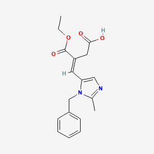 (E)-4-(1-Benzyl-2-methyl-1H-imidazol-5-yl)-3-(ethoxycarbonyl)but-3-enoic acid chemical structure (CAS 1640981-02-7)