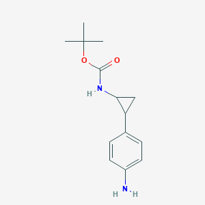 tert-Butyl (2-(4-aminophenyl)cyclopropyl)carbamate chemical structure (CAS 1642574-87-5)