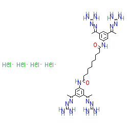 N1,N10-Bis(3,5-bis(1-(2-carbamimidoylhydrazono)ethyl)phenyl)decanediamide tetrahydrochloride chemical structure (CAS 164301-51-3)