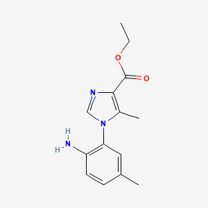 Ethyl 1-(2-amino-5-methylphenyl)-5-methyl-1H-imidazole-4-carboxylate chemical structure (CAS 164330-69-2)