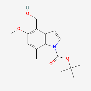 tert-Butyl 4-(hydroxymethyl)-5-methoxy-7-methyl-1H-indole-1-carboxylate chemical structure (CAS 1644667-10-6)