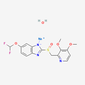 Sodium 6-(difluoromethoxy)-2-(((3,4-dimethoxypyridin-2-yl)methyl)sulfinyl)benzo[d]imidazol-1-ide trihydrate chemical structure (CAS 164579-32-2)