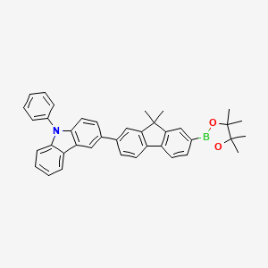 3-(9,9-Dimethyl-7-(4,4,5,5-tetramethyl-1,3,2-dioxaborolan-2-yl)-9H-fluoren-2-yl)-9-phenyl-9H-carbazole chemical structure (CAS 1646636-93-2)