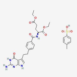 (S)-Diethyl 2-(4-(2-(2-amino-4-oxo-4,7-dihydro-3H-pyrrolo[2,3-d]pyrimidin-5-yl)ethyl)benzamido)pentanedioate 4-methylbenzenesulfonate chemical structure (CAS 165049-28-5)