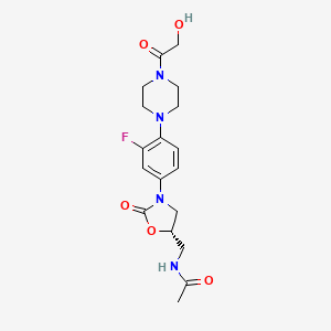 (S)-N-((3-(3-Fluoro-4-(4-(2-hydroxyacetyl)piperazin-1-yl)phenyl)-2-oxooxazolidin-5-yl)methyl)acetamide chemical structure (CAS 165800-04-4)
