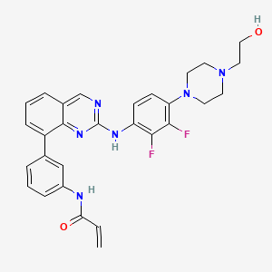 N-(3-(2-((2,3-Difluoro-4-(4-(2-hydroxyethyl)piperazin-1-yl)phenyl)amino)quinazolin-8-yl)phenyl)acrylamide chemical structure (CAS 1660963-42-7)