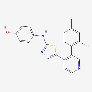 4-((5-(3-(2-Chloro-4-methylphenyl)pyridin-4-yl)thiazol-2-yl)amino)phenol chemical structure (CAS 1661845-86-8)