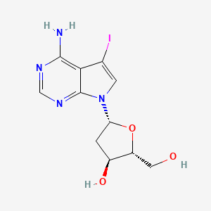 (2R,3S,5R)-5-(4-Amino-5-iodo-7H-pyrrolo[2,3-d]pyrimidin-7-yl)-2-(hydroxymethyl)tetrahydrofuran-3-ol chemical structure (CAS 166247-63-8)