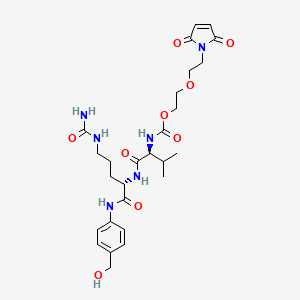 2-(2-(2,5-Dioxo-2,5-dihydro-1H-pyrrol-1-yl)ethoxy)ethyl ((S)-1-(((S)-1-((4-(hydroxymethyl)phenyl)amino)-1-oxo-5-ureidopentan-2-yl)amino)-3-methyl-1-oxobutan-2-yl)carbamate chemical structure (CAS 1662687-83-3)
