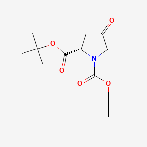 (S)-Di-tert-butyl 4-oxopyrrolidine-1,2-dicarboxylate chemical structure (CAS 166410-05-5)