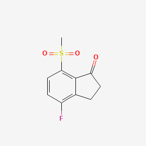 4-Fluoro-7-(methylsulfonyl)-2,3-dihydro-1H-inden-1-one chemical structure (CAS 1672665-29-0)