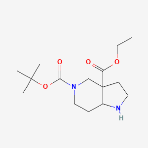 5-tert-Butyl 3a-ethyl hexahydro-1H-pyrrolo[3,2-c]pyridine-3a,5(6H)-dicarboxylate chemical structure (CAS 1678555-81-1)
