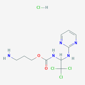 3-Aminopropyl (2,2,2-trichloro-1-(pyrimidin-2-ylamino)ethyl)carbamate hydrochloride chemical structure (CAS 1683535-53-6)