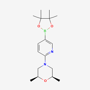 (2R,6S)-2,6-Dimethyl-4-(5-(4,4,5,5-tetramethyl-1,3,2-dioxaborolan-2-yl)pyridin-2-yl)morpholine chemical structure (CAS 1684430-48-5)