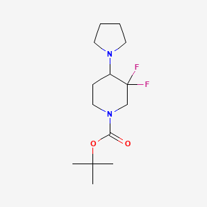 tert-Butyl 3,3-difluoro-4-(pyrrolidin-1-yl)piperidine-1-carboxylate chemical structure (CAS 1686139-26-3)