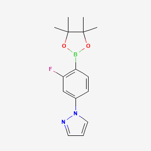 1-(3-Fluoro-4-(4,4,5,5-tetramethyl-1,3,2-dioxaborolan-2-yl)phenyl)-1H-pyrazole chemical structure (CAS 1688637-43-5)