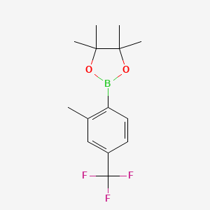4,4,5,5-Tetramethyl-2-(2-methyl-4-(trifluoromethyl)phenyl)-1,3,2-dioxaborolane chemical structure (CAS 1689509-92-9)