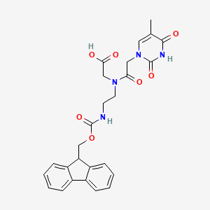 2-(N-(2-((((9H-Fluoren-9-yl)methoxy)carbonyl)amino)ethyl)-2-(5-methyl-2,4-dioxo-3,4-dihydropyrimidin-1(2H)-yl)acetamido)acetic acid chemical structure (CAS 169396-92-3)