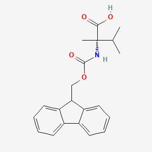 (S)-2-((((9H-Fluoren-9-yl)methoxy)carbonyl)amino)-2,3-dimethylbutanoic acid chemical structure (CAS 169566-81-8)