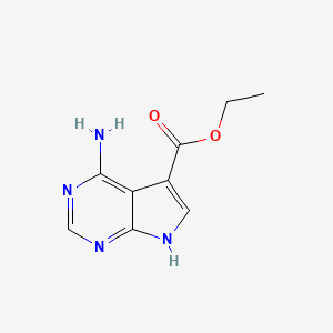 Ethyl 4-amino-7H-pyrrolo[2,3-d]pyrimidine-5-carboxylate chemical structure (CAS 1696907-15-9)