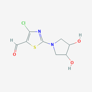 4-Chloro-2-(3,4-dihydroxypyrrolidin-1-yl)thiazole-5-carbaldehyde chemical structure (CAS 1697332-87-8)