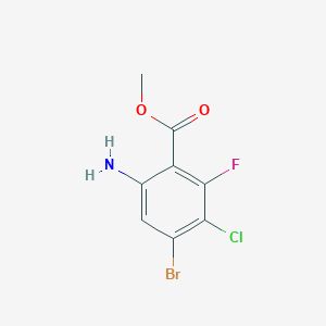 Methyl 6-amino-4-bromo-3-chloro-2-fluorobenzoate chemical structure (CAS 1698028-24-8)