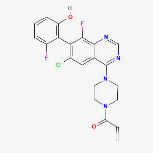 (S)-1-(4-(6-Chloro-8-fluoro-7-(2-fluoro-6-hydroxyphenyl)quinazolin-4-yl)piperazin-1-yl)prop-2-en-1-one chemical structure (CAS 1698055-85-4)
