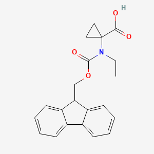 1-((((9H-Fluoren-9-yl)methoxy)carbonyl)(ethyl)amino)cyclopropane-1-carboxylic acid chemical structure (CAS 1698188-75-8)