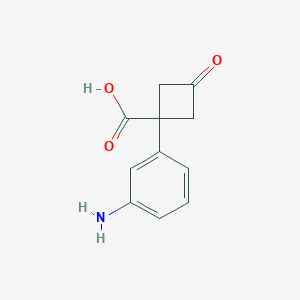 1-(3-Aminophenyl)-3-oxocyclobutane-1-carboxylic acid chemical structure (CAS 1698413-24-9)