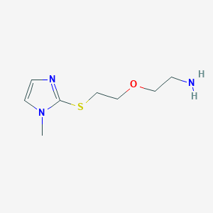 2-(2-((1-Methyl-1H-imidazol-2-yl)thio)ethoxy)ethan-1-amine chemical structure (CAS 1699600-02-6)