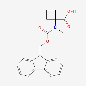 1-((((9H-Fluoren-9-yl)methoxy)carbonyl)(methyl)amino)cyclobutane-1-carboxylic acid chemical structure (CAS 1700368-07-5)