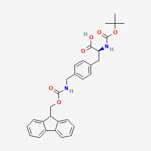 (S)-3-(4-(((((9H-Fluoren-9-yl)methoxy)carbonyl)amino)methyl)phenyl)-2-((tert-butoxycarbonyl)amino)propanoic acid chemical structure (CAS 170157-61-6)