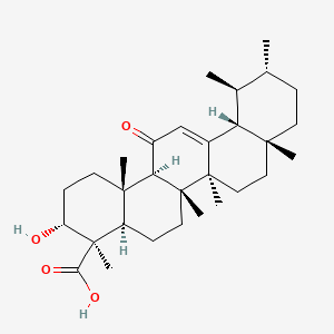 (3R,4R,4aR,6aR,6bS,8aR,11R,12S,12aR,14aR,14bS)-3-Hydroxy-4,6a,6b,8a,11,12,14b-heptamethyl-14-oxo-1,2,3,4,4a,5,6,6a,6b,7,8,8a,9,10,11,12,12a,14,14a,14b-icosahydropicene-4-carboxylic acid chemical structure (CAS 17019-92-0)