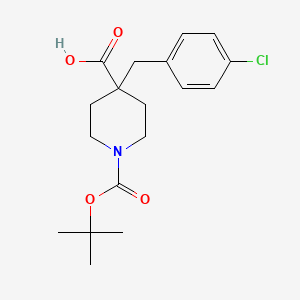 1-(tert-Butoxycarbonyl)-4-(4-chlorobenzyl)piperidine-4-carboxylic acid chemical structure (CAS 170284-71-6)