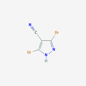 3,5-Dibromo-1H-pyrazole-4-carbonitrile chemical structure (CAS 1703808-53-0)