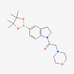 2-Morpholino-1-(5-(4,4,5,5-tetramethyl-1,3,2-dioxaborolan-2-yl)indolin-1-yl)ethanone chemical structure (CAS 1704067-45-7)