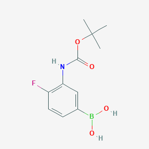 (3-((tert-Butoxycarbonyl)amino)-4-fluorophenyl)boronic acid chemical structure (CAS 1704069-72-6)