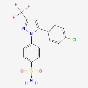 4-(5-(4-Chlorophenyl)-3-(trifluoromethyl)-1H-pyrazol-1-yl)benzenesulfonamide chemical structure (CAS 170569-86-5)