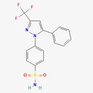 4-(5-Phenyl-3-(trifluoromethyl)-1H-pyrazol-1-yl)benzenesulfonamide chemical structure (CAS 170569-87-6)