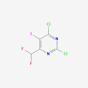 2,4-Dichloro-6-(difluoromethyl)-5-iodopyrimidine chemical structure (CAS 1706432-19-0)