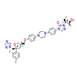 4-(4-(4-(4-(((3R,5R)-5-((1H-1,2,4-Triazol-1-yl)methyl)-5-(2,4-difluorophenyl)tetrahydrofuran-3-yl)methoxy)phenyl)piperazin-1-yl)phenyl)-1-((2S,3S)-2-hydroxypentan-3-yl)-1H-1,2,4-triazol-5(4H)-one chemical structure (CAS 171228-49-2)