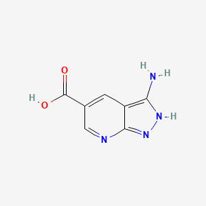 3-Amino-1H-pyrazolo[3,4-b]pyridine-5-carboxylic acid chemical structure (CAS 1713164-20-5)