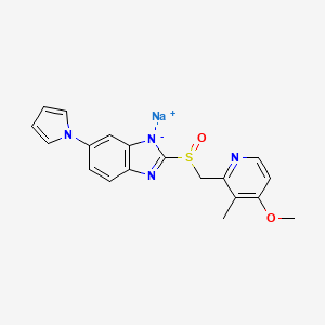2-(((4-Methoxy-3-methylpyridin-2-yl)methyl)sulfinyl)-6-(1H-pyrrol-1-yl)-1H-benzo[d]imidazole sodium salt chemical structure (CAS 172152-50-0)