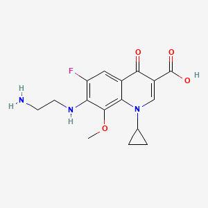 7-((2-Aminoethyl)amino)-1-cyclopropyl-6-fluoro-8-methoxy-4-oxo-1,4-dihydroquinoline-3-carboxylic acid chemical structure (CAS 172426-86-7)