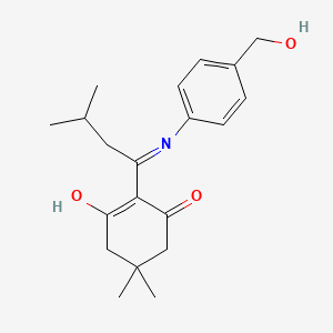 2-(1-((4-(Hydroxymethyl)phenyl)amino)-3-methylbutylidene)-5,5-dimethylcyclohexane-1,3-dione chemical structure (CAS 172611-73-3)