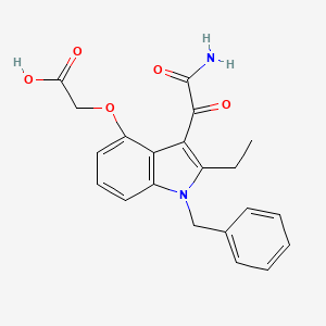 2-((3-(2-Amino-2-oxoacetyl)-1-benzyl-2-ethyl-1H-indol-4-yl)oxy)acetic acid chemical structure (CAS 172732-68-2)