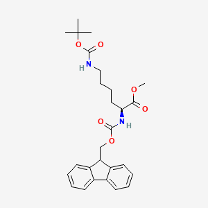 (S)-Methyl 2-((((9H-fluoren-9-yl)methoxy)carbonyl)amino)-6-((tert-butoxycarbonyl)amino)hexanoate chemical structure (CAS 172846-56-9)