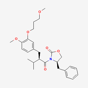 (R)-4-Benzyl-3-((R)-2-(4-methoxy-3-(3-methoxypropoxy)benzyl)-3-methylbutanoyl)oxazolidin-2-one chemical structure (CAS 172900-72-0)
